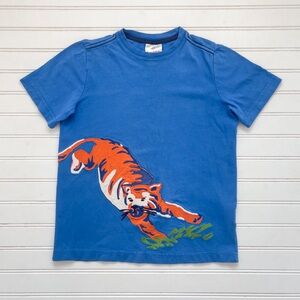 HANNA ANDERSSON Tiger Embroidered Appliqué Short Sleeve Shirt